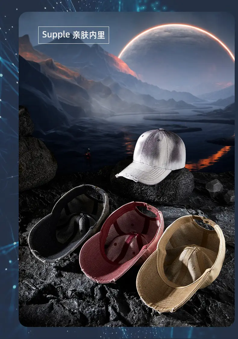 2025 New Gradient Ripped Denim Baseball Cap — feature 12