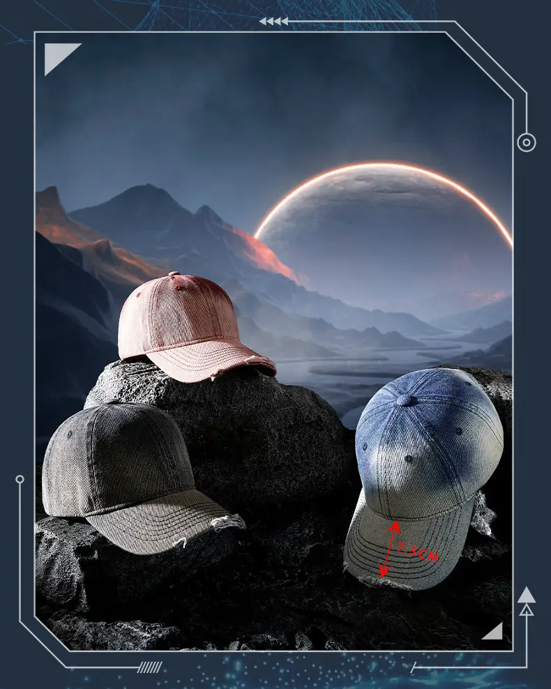 2025 New Gradient Ripped Denim Baseball Cap — feature 15