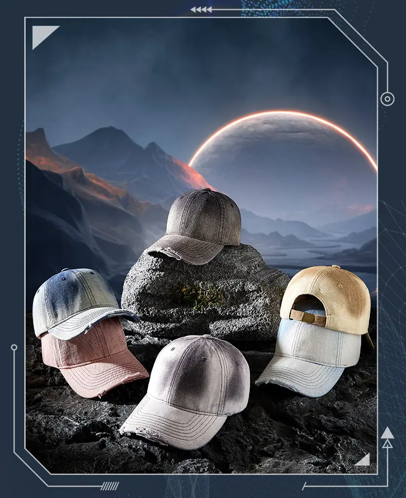 2025 New Gradient Ripped Denim Baseball Cap — feature 20