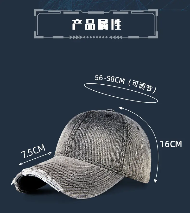 2025 New Gradient Ripped Denim Baseball Cap — feature 22