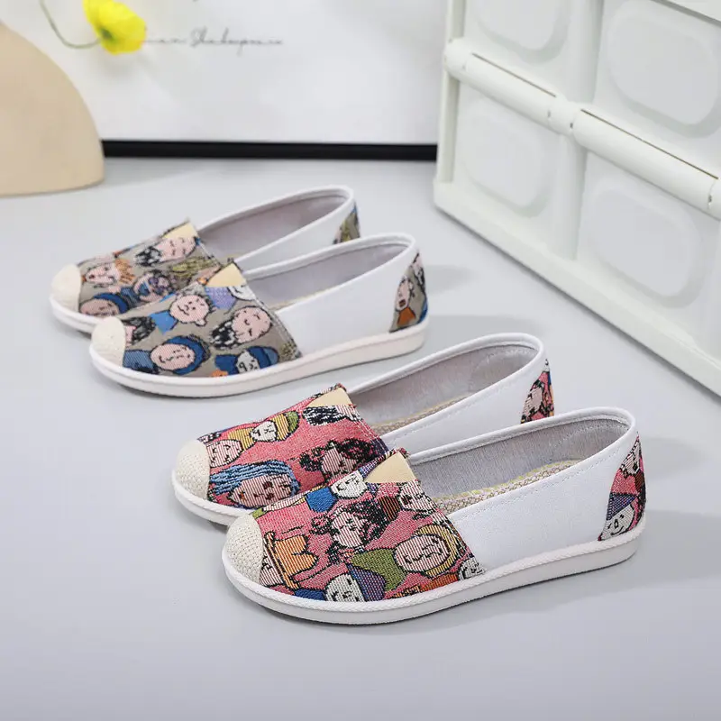 Spring New Style Old Beijing Cloth Shoes for Women, Non-Slip Soft Soles, Trendy Korean Style Versatile Canvas Shoes, Slip-On Fisherman Shoes