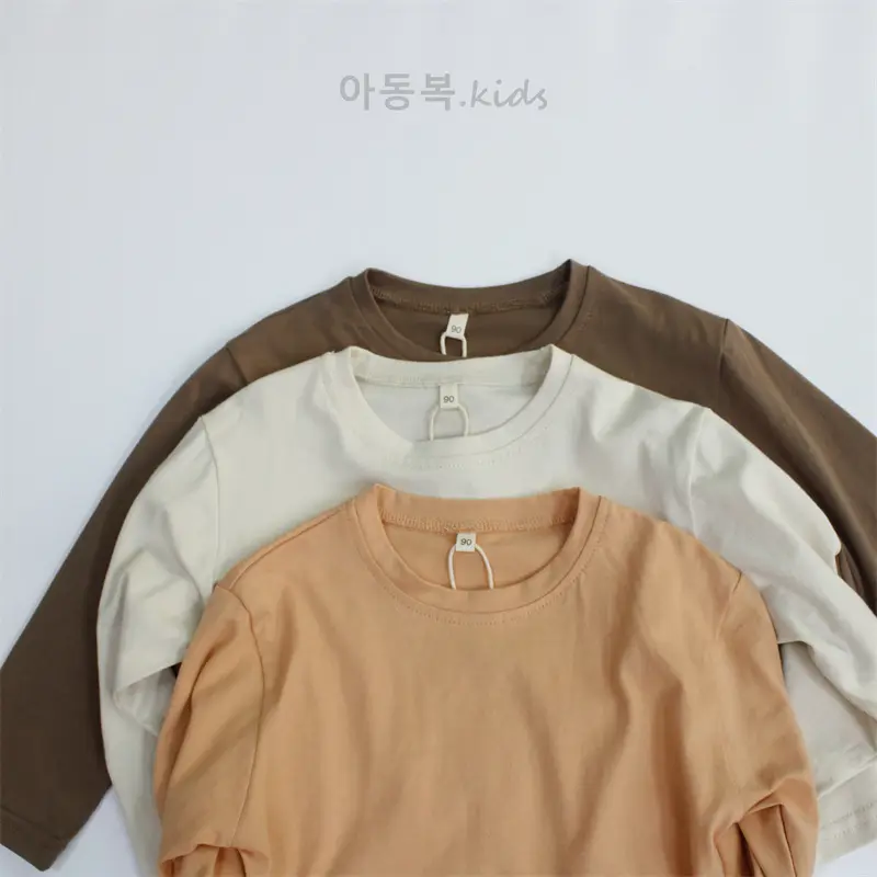 Brown Long Sleeve Kids T-Shirt for Girls — feature 11