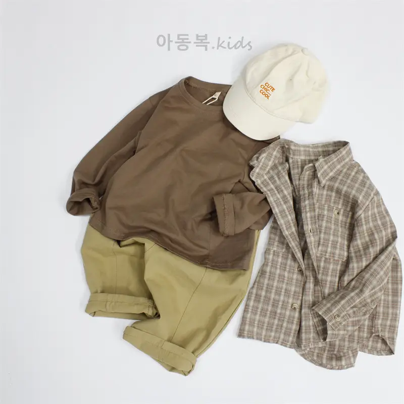 Brown Long Sleeve Kids T-Shirt for Girls — feature 5