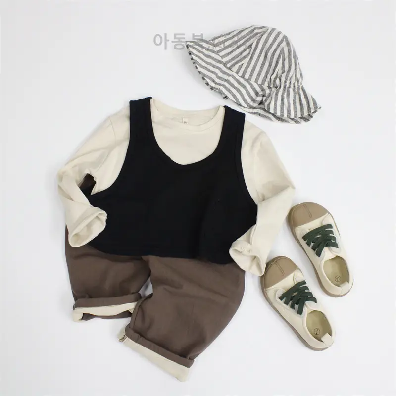 Brown Long Sleeve Kids T-Shirt for Girls — feature 6