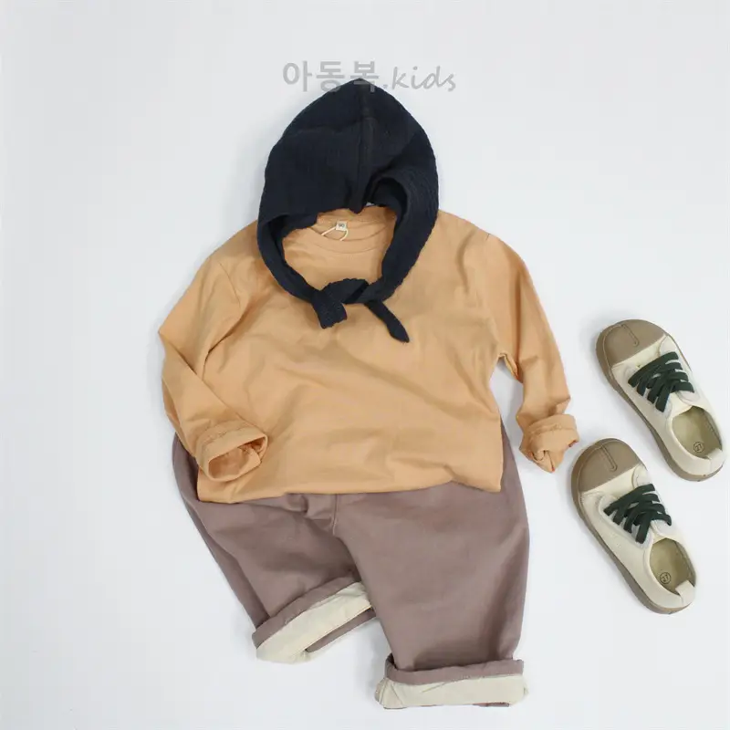Brown Long Sleeve Kids T-Shirt for Girls — feature 8