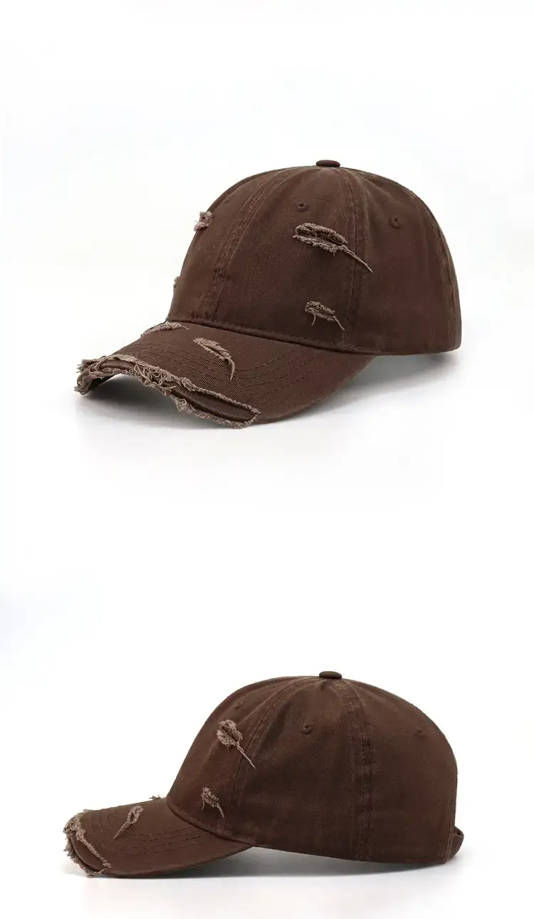 Women Men Casual Ripped Cap Red — feature 10
