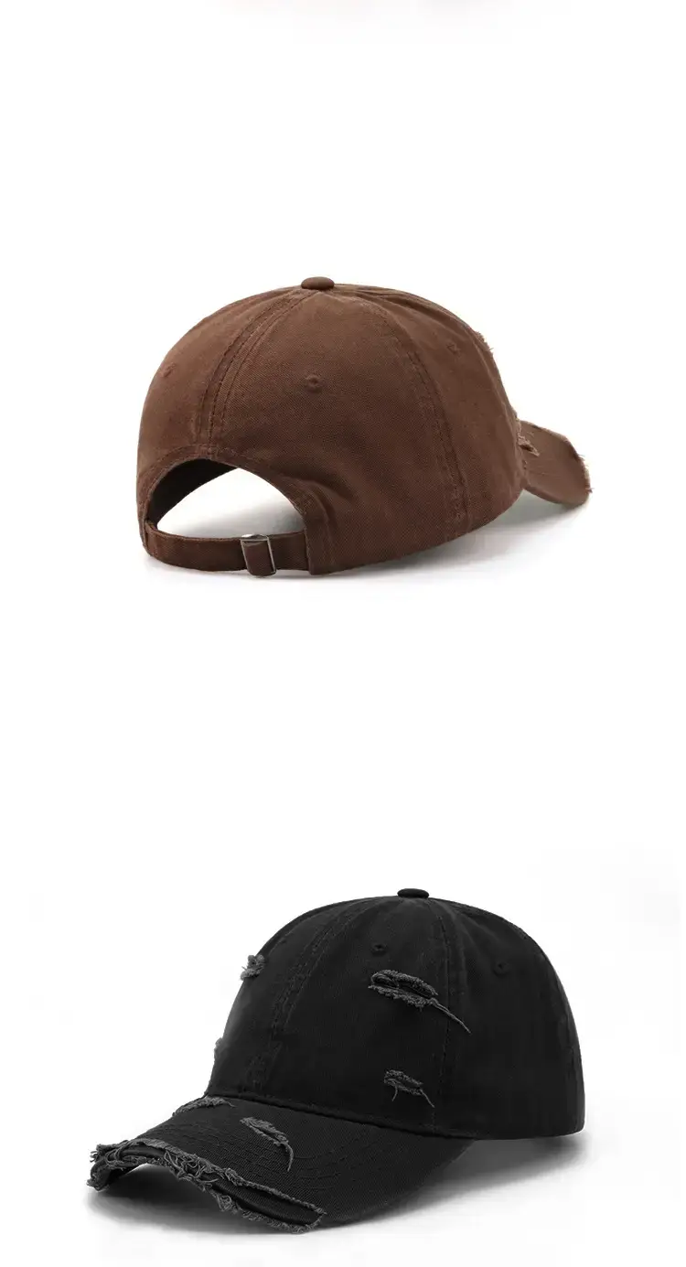 Women Men Casual Ripped Cap Red — feature 11
