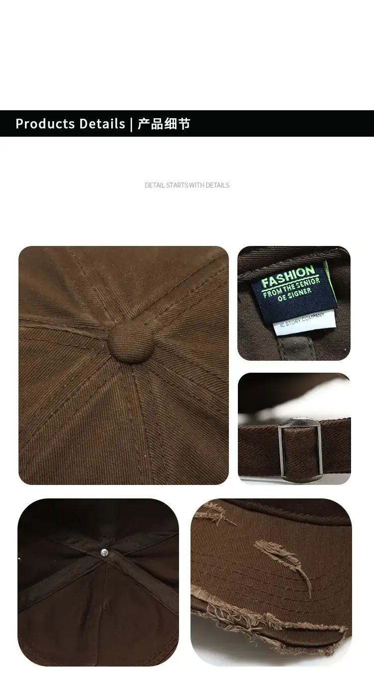 Women Men Casual Ripped Cap Red — feature 13
