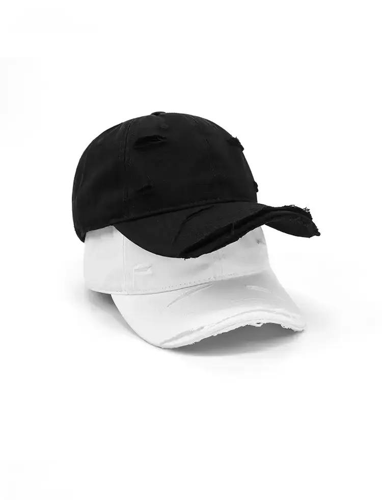 Women Men Casual Ripped Cap Red — feature 3