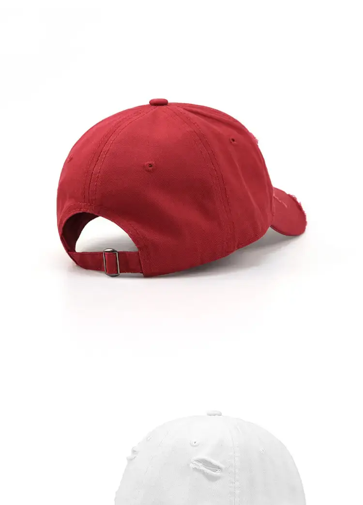 Women Men Casual Ripped Cap Red — feature 6