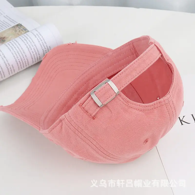 Women Ripped Embroidered Baseball Cap Grey Sun Proof - Image 11