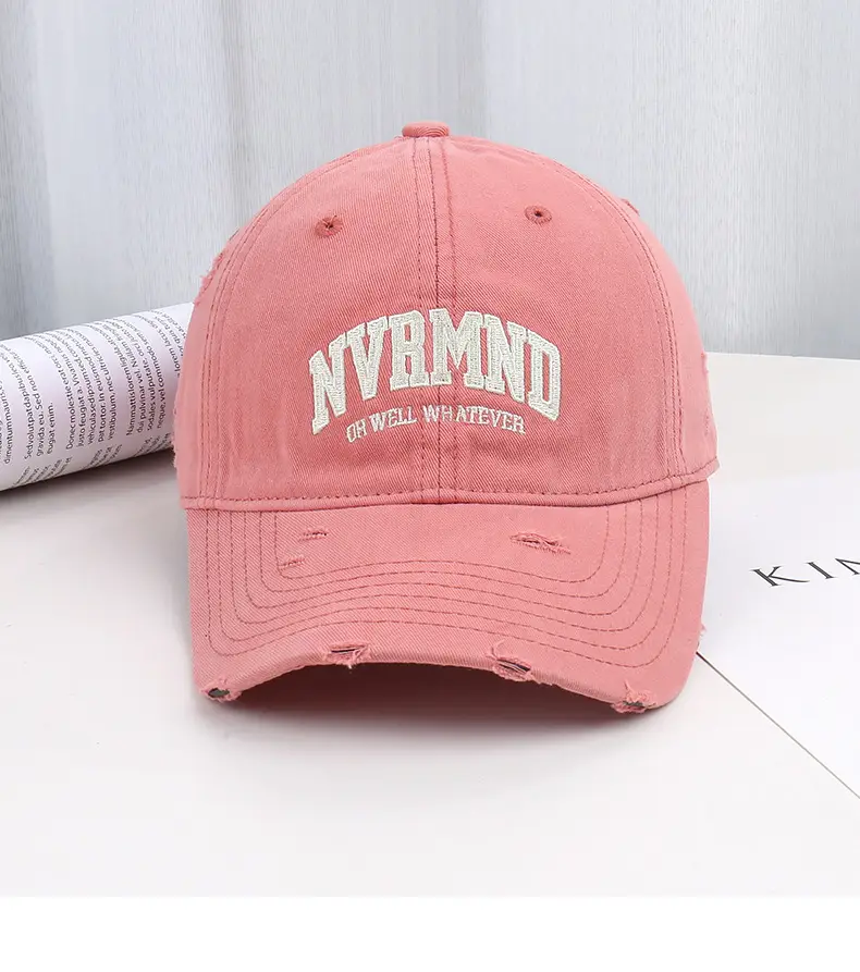 Women Ripped Embroidered Baseball Cap Grey Sun Proof — feature 21