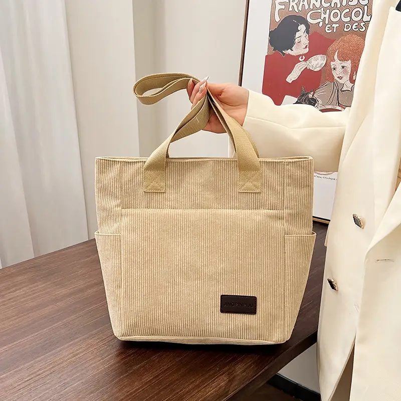 2024 Canvas Shoulder Bag Korean Style Corduroy Tote - Image 5