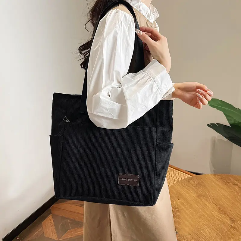 2024 Canvas Shoulder Bag Korean Style Corduroy Tote - Image 6