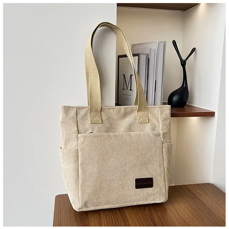 2024 Canvas Shoulder Bag Korean Style Corduroy Tote — feature 10