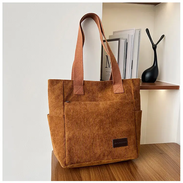 2024 Canvas Shoulder Bag Korean Style Corduroy Tote — feature 11