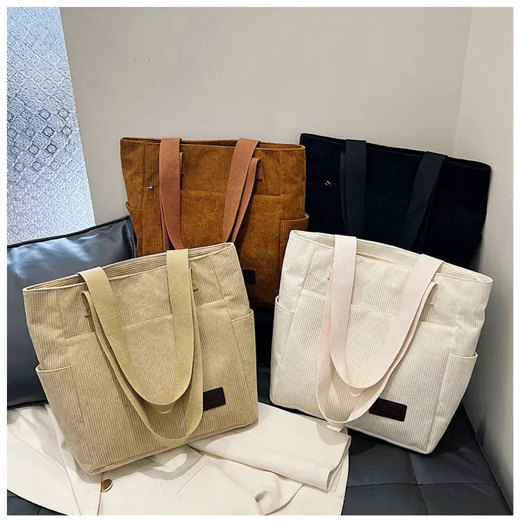 2024 Canvas Shoulder Bag Korean Style Corduroy Tote — feature 13