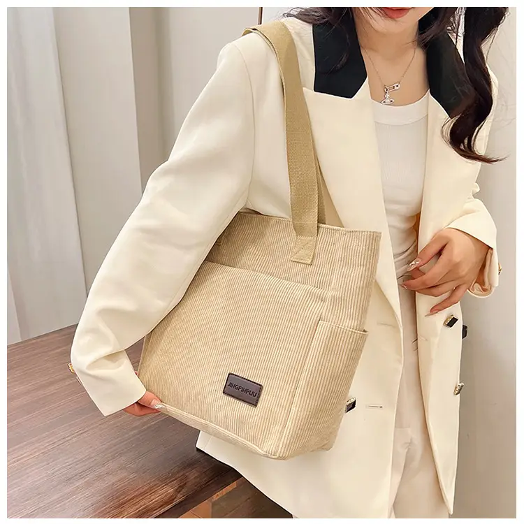 2024 Canvas Shoulder Bag Korean Style Corduroy Tote — feature 14