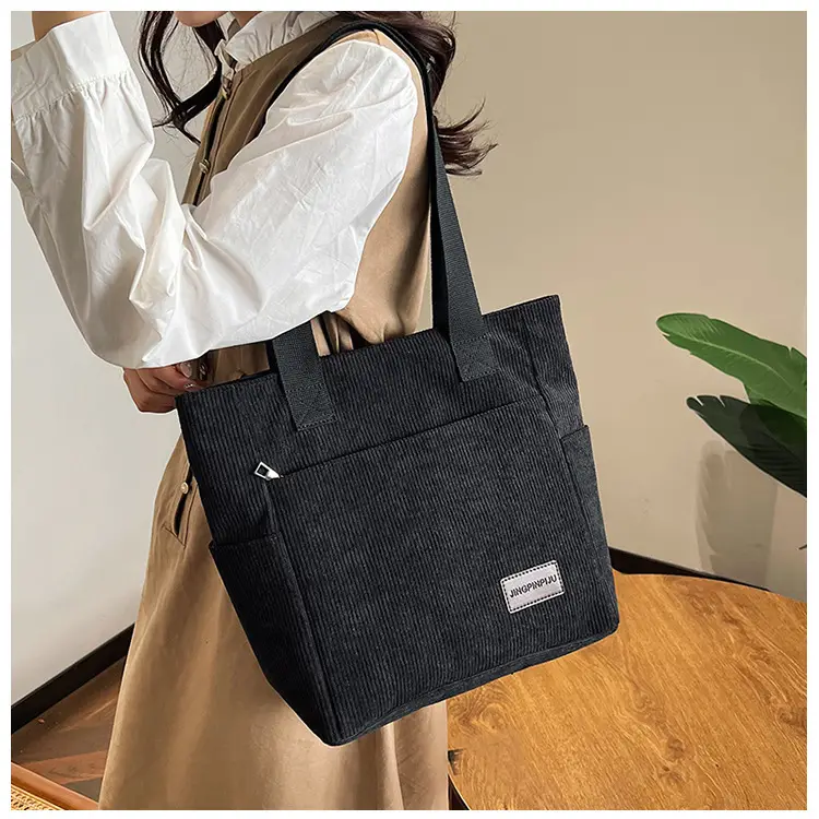 2024 Canvas Shoulder Bag Korean Style Corduroy Tote — feature 18