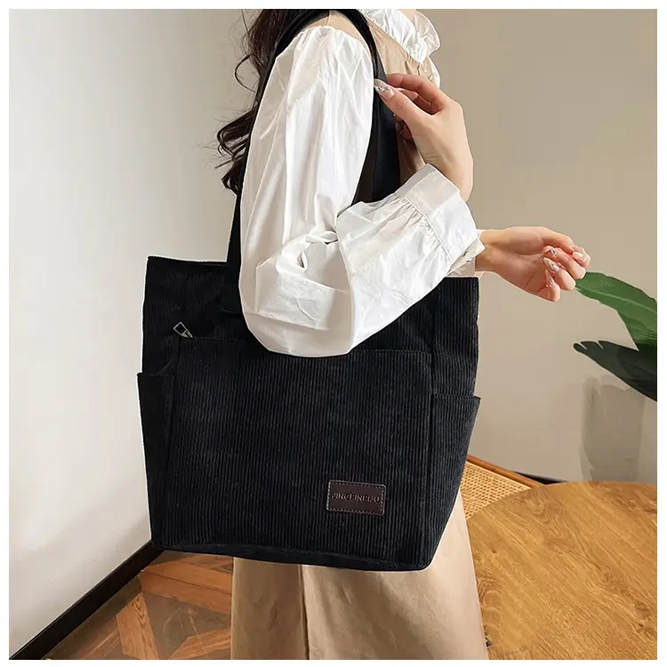 2024 Canvas Shoulder Bag Korean Style Corduroy Tote — feature 19