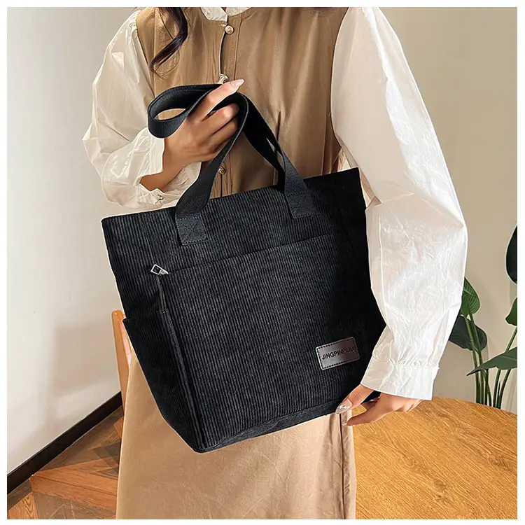 2024 Canvas Shoulder Bag Korean Style Corduroy Tote — feature 21