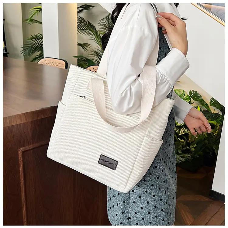 2024 Canvas Shoulder Bag Korean Style Corduroy Tote — feature 25