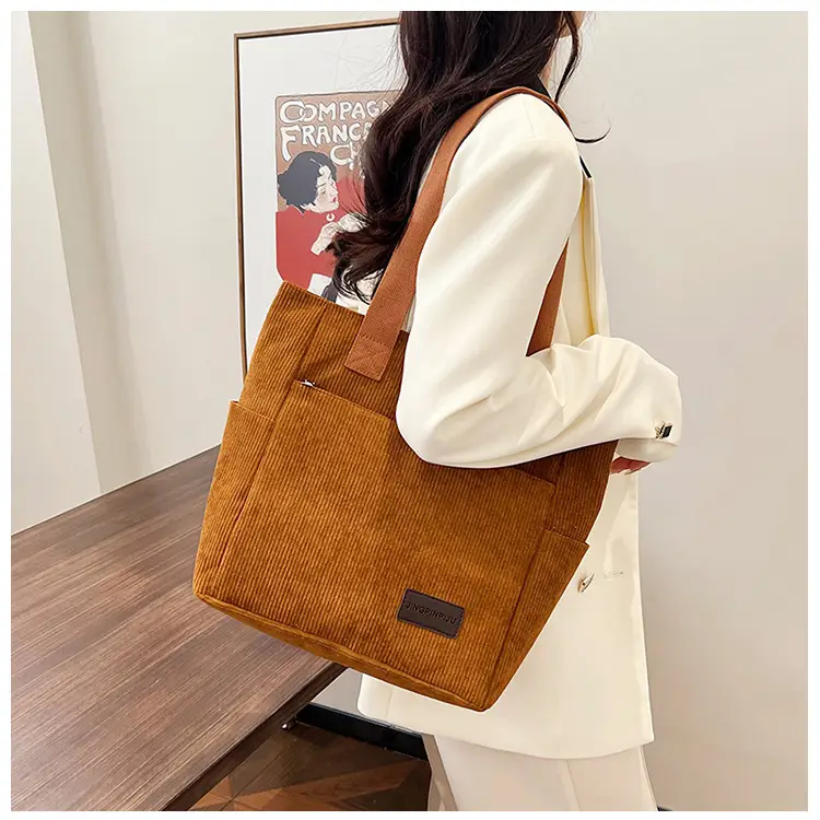 2024 Canvas Shoulder Bag Korean Style Corduroy Tote — feature 27
