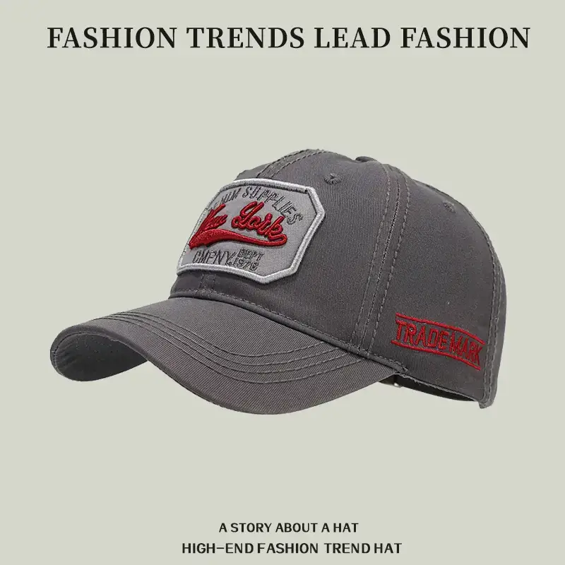 Women's Gray Retro Washed Baseball Cap 54-60cm - Image 8