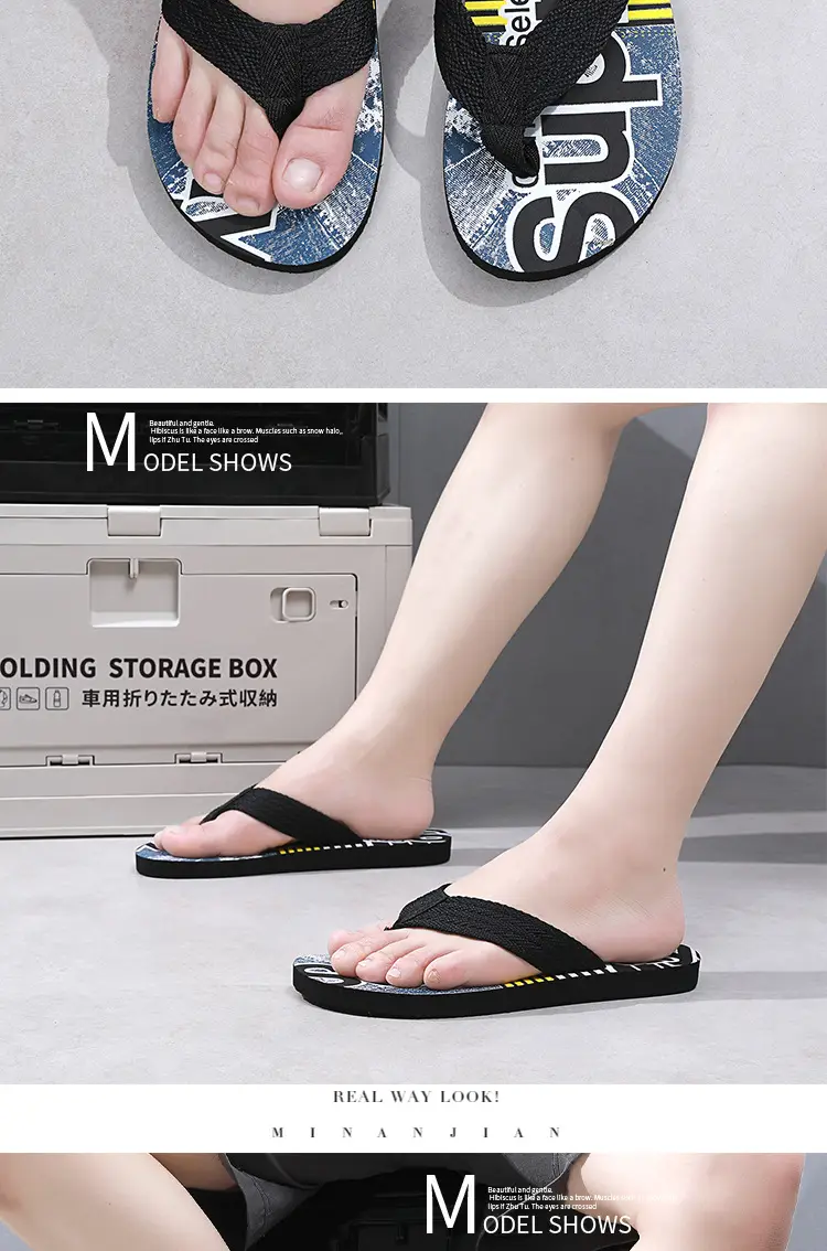 Flip flops men's summer Korean style men's beach slippers sandals Flip-Flops flip-flops same style Internet celebrity slippers fashion — feature 13