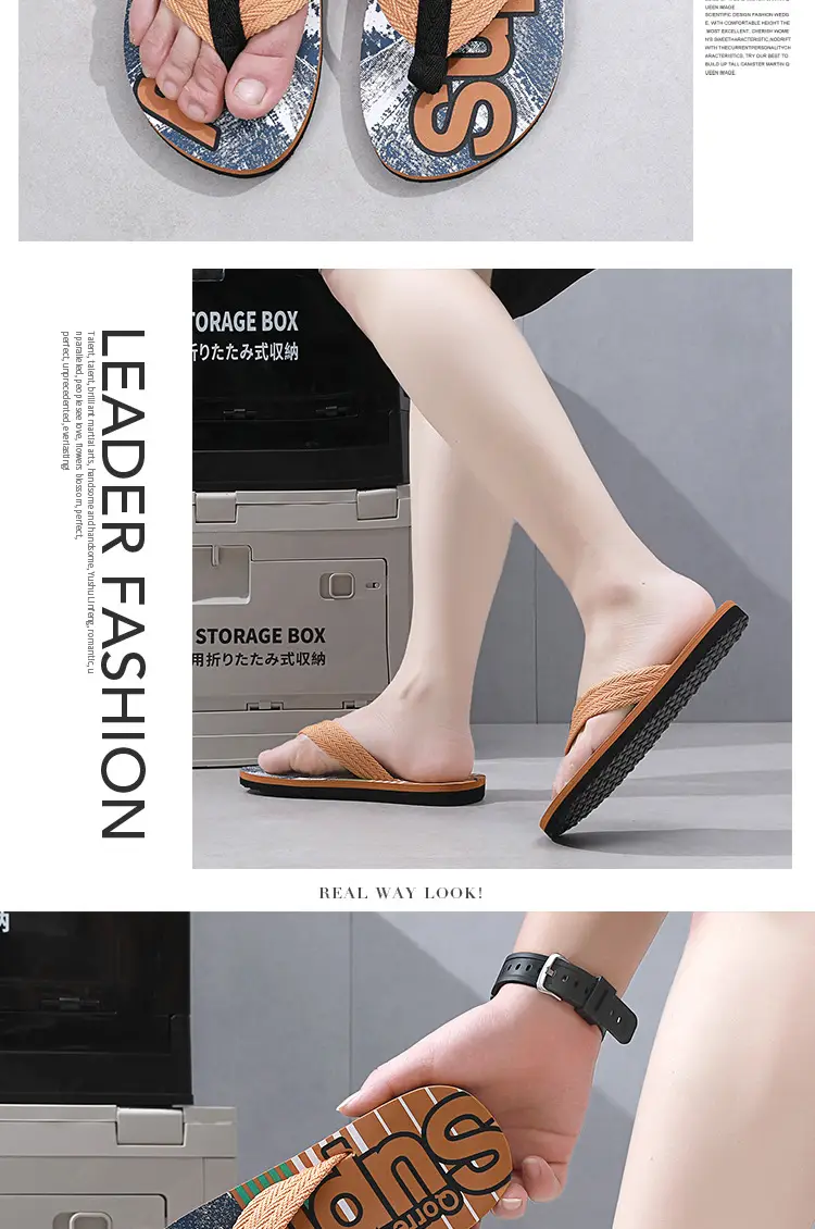 Flip flops men's summer Korean style men's beach slippers sandals Flip-Flops flip-flops same style Internet celebrity slippers fashion — feature 14