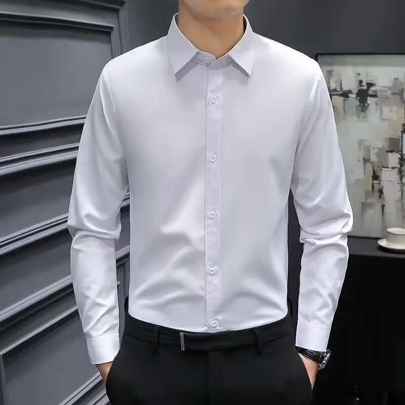 Men's White Slim Fit Business Formal Shirt - Image 11