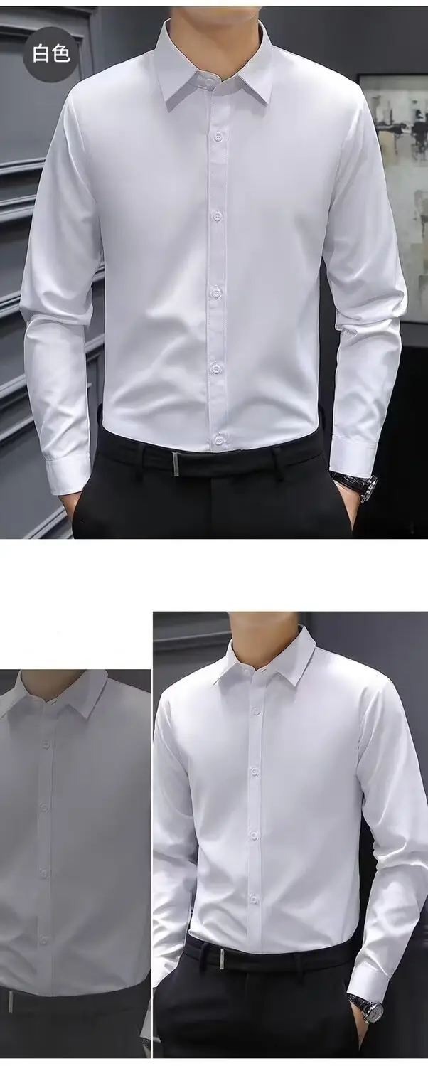 Men's White Slim Fit Business Formal Shirt — feature 10
