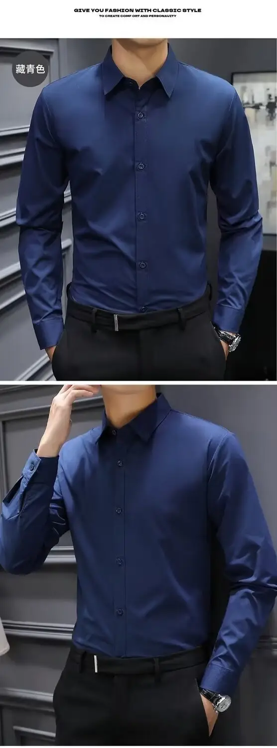 Men's White Slim Fit Business Formal Shirt — feature 11