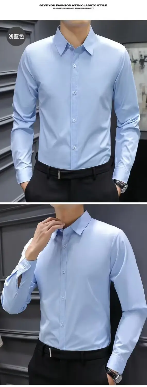 Men's White Slim Fit Business Formal Shirt — feature 12