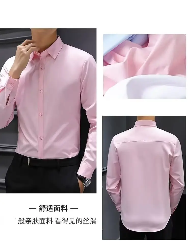 Men's White Slim Fit Business Formal Shirt — feature 14