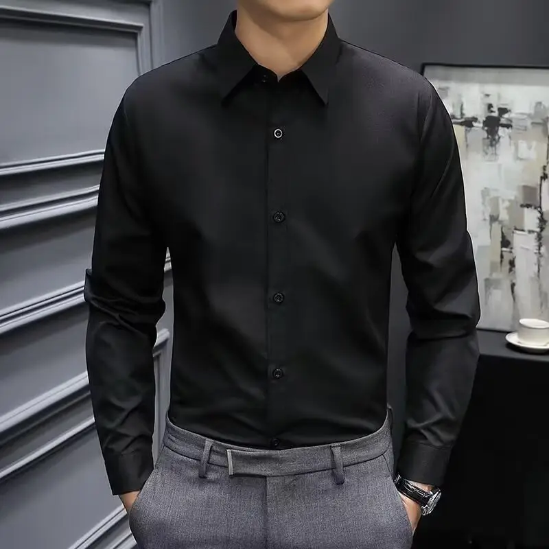 Men's White Slim Fit Business Formal Shirt - Image 2