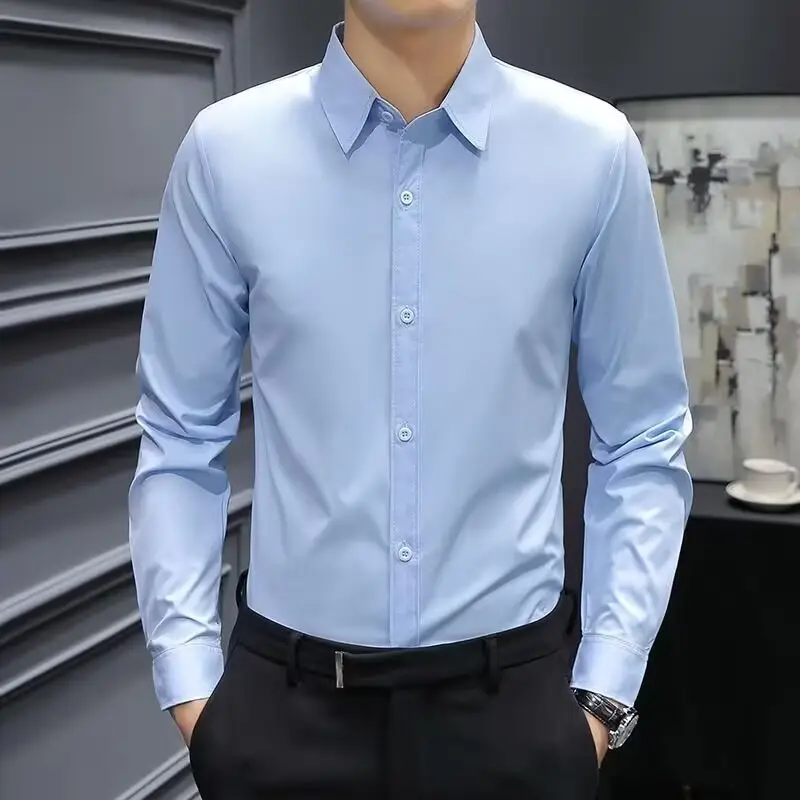 Men's White Slim Fit Business Formal Shirt - Image 7