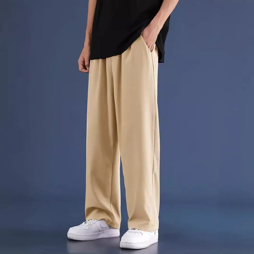 Men Ice Silk Loose Fit Pants Black - Image 6