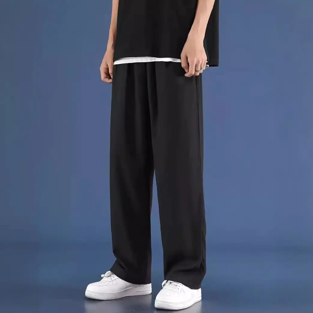 Men Ice Silk Loose Fit Pants Black - Image 7