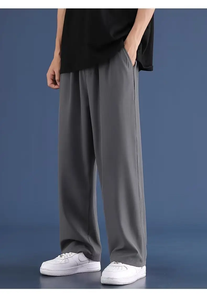 Men Ice Silk Loose Fit Pants Black — feature 10