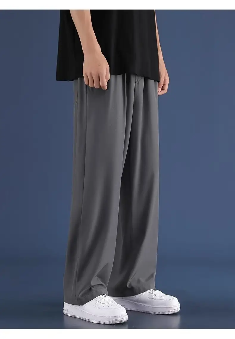 Men Ice Silk Loose Fit Pants Black — feature 11