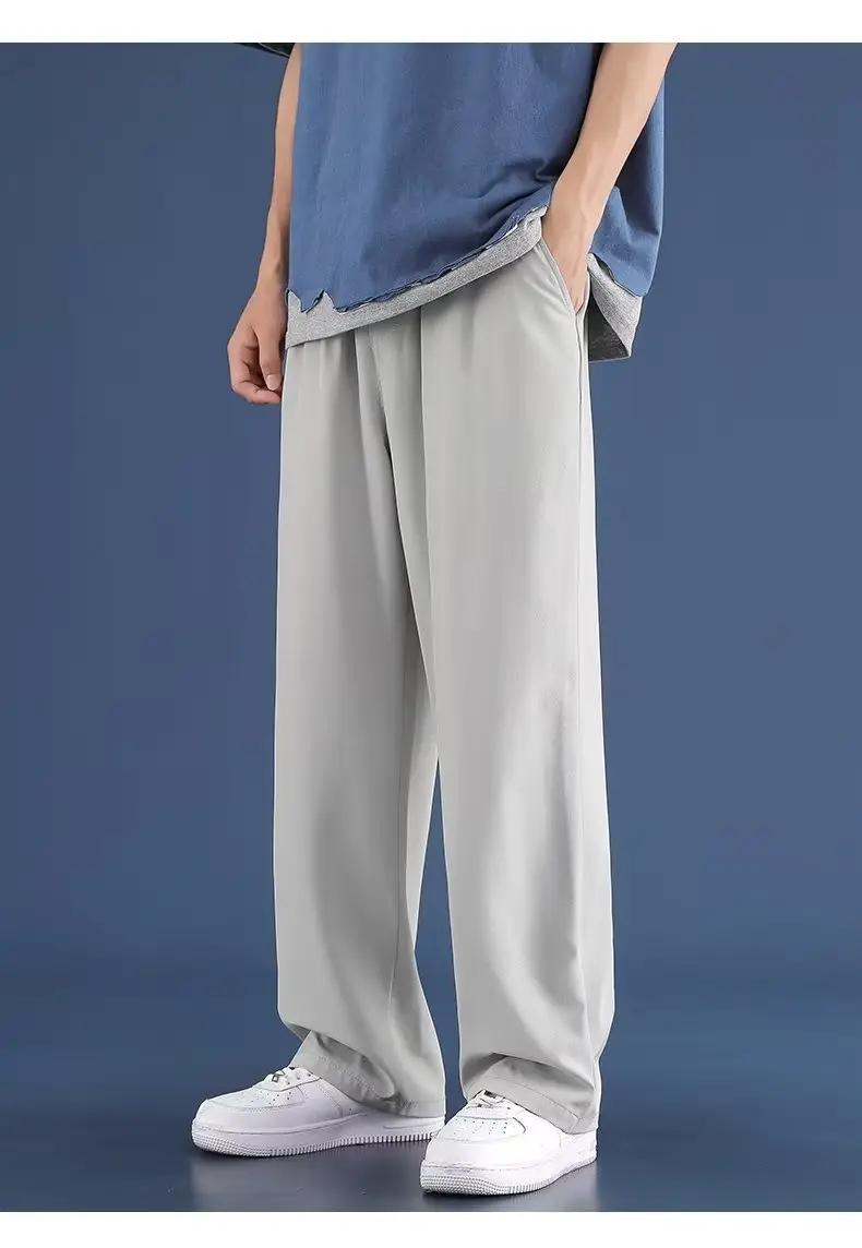Men Ice Silk Loose Fit Pants Black — feature 13