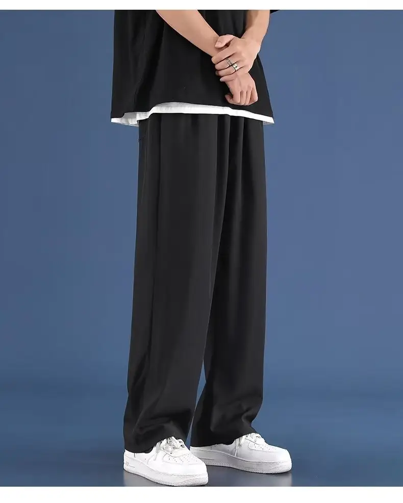 Men Ice Silk Loose Fit Pants Black — feature 17