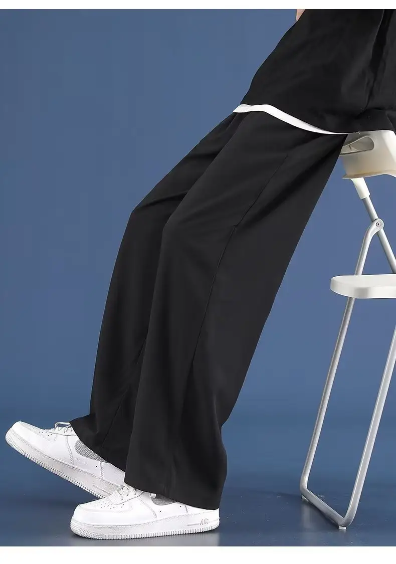 Men Ice Silk Loose Fit Pants Black — feature 18