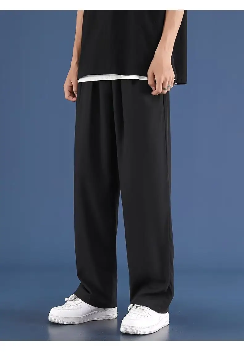 Men Ice Silk Loose Fit Pants Black - Image 2