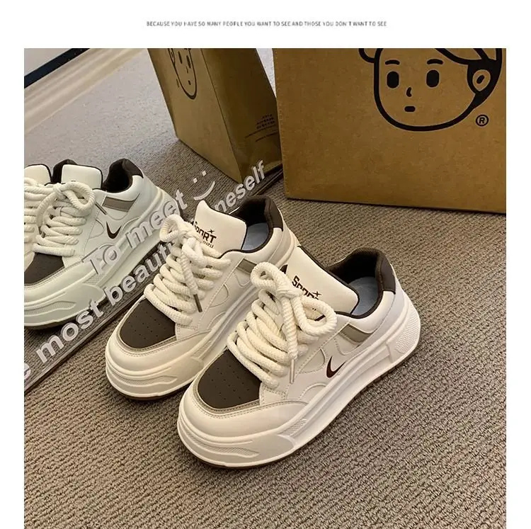 Women White Thick Chunky Casual Sneakers 2024 - Image 8