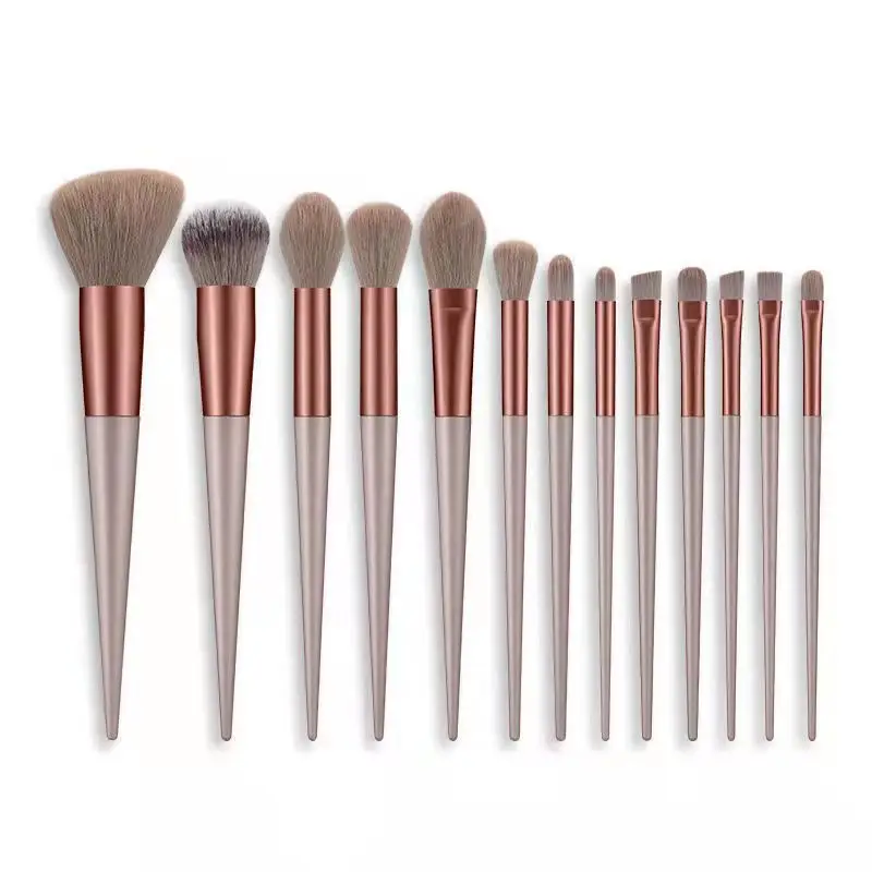13-piece Green Makeup Brush Set for Beginners with Storage Bag