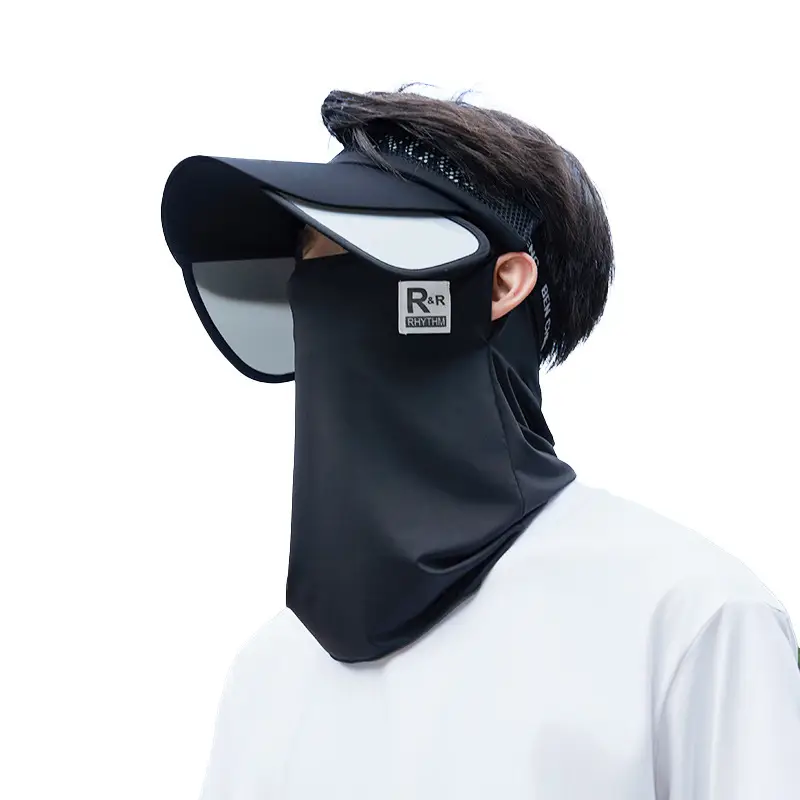 Men's Black UV Protection Face Mask with Wide Brim