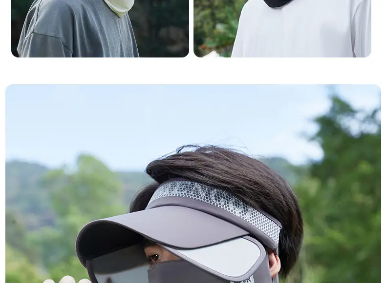 Men's Black UV Protection Face Mask with Wide Brim — feature 14