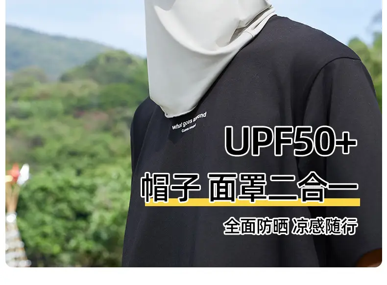 Men's Black UV Protection Face Mask with Wide Brim — feature 3